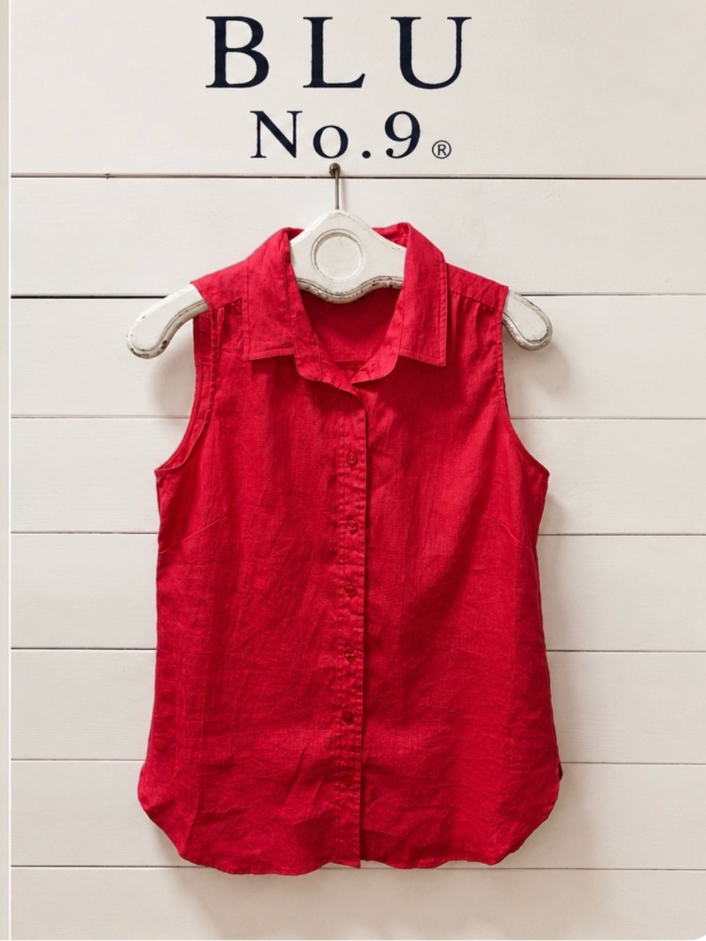 BLU No. 9 Linen Sleeveless Blouse – Red – Size M